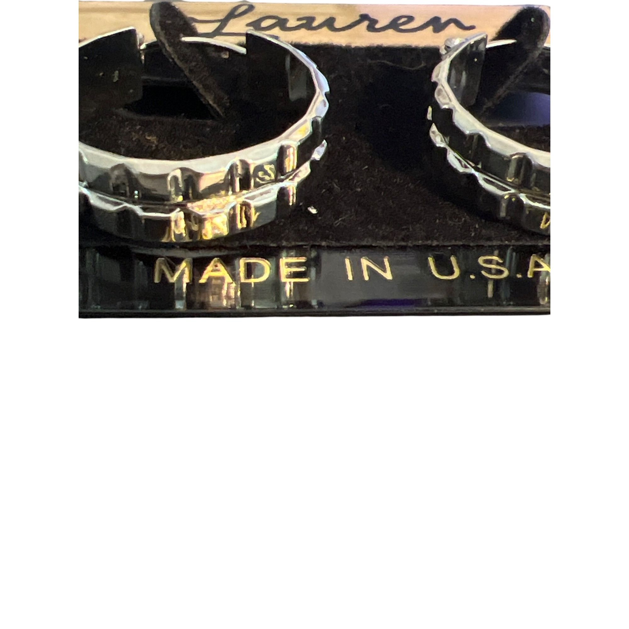 Other Lauren Silver Tone Hoop Earrings Square Design Made in USA 1 Size ONE SIZE - 2 Thumbnail