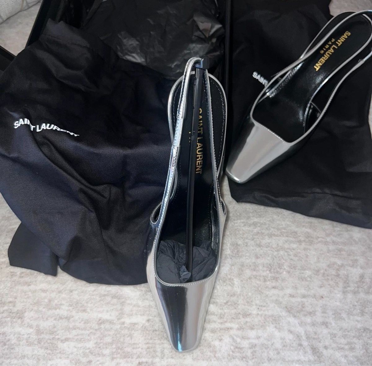 Saint Laurent Paris Saint Laurent Square Pointed Toe Slingback Pumps Size US 5 / IT 35 - 4 Thumbnail