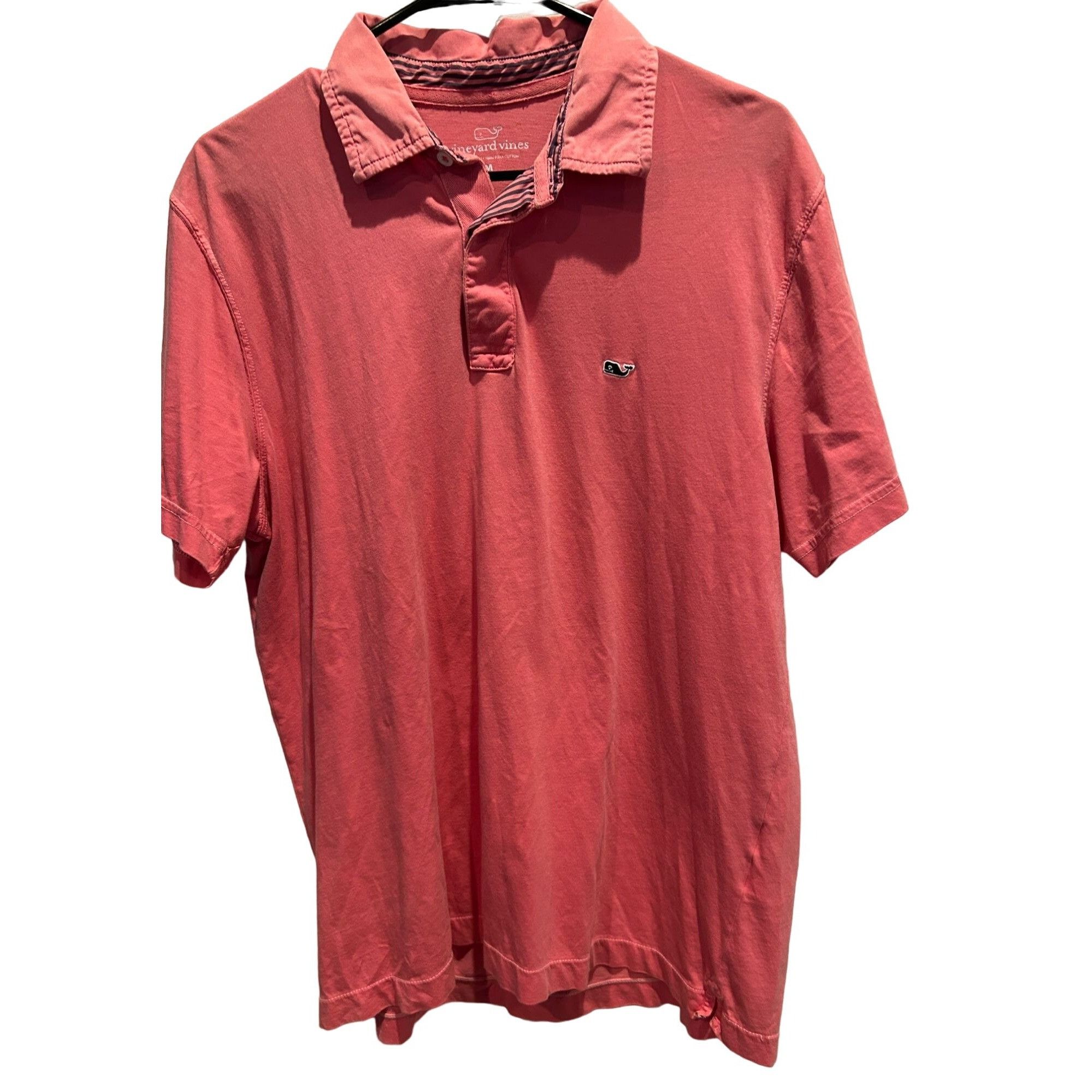 image of Vineyard Vines Medium Polo, Salmon Color, Whale Chest Logo, Men's