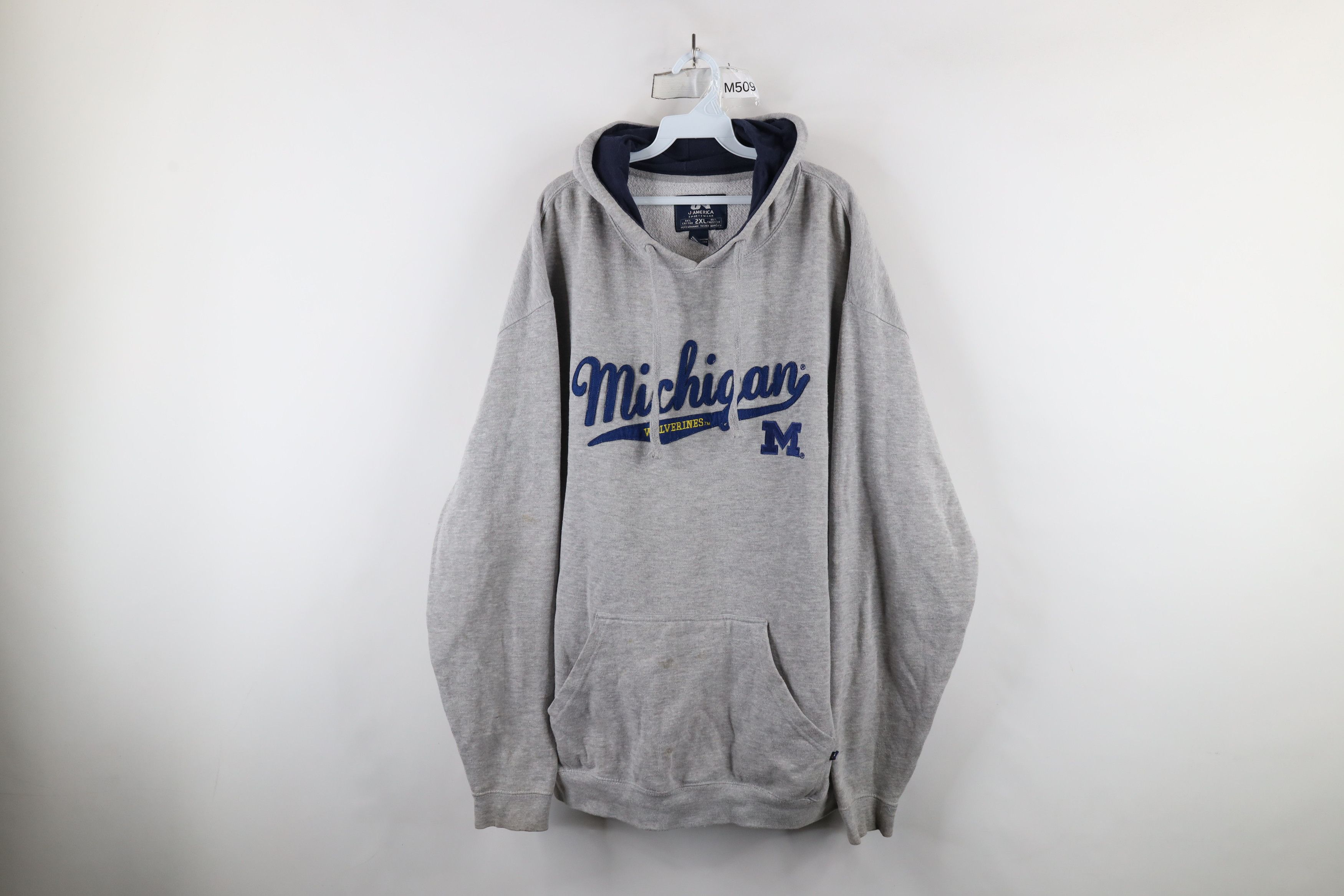 Vintage Vintage 90s Spell Out Script University of Michigan Hoodie Size US XXL / EU 58 / 5 - 1 Thumbnail