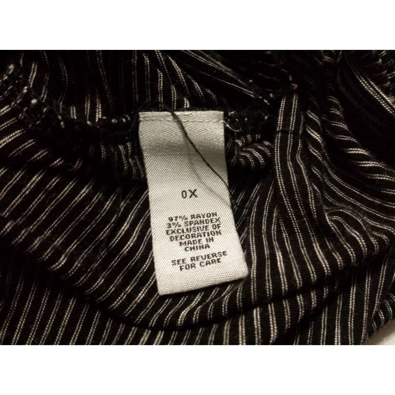 Vintage Catherines Blouse Short Sleeve Round Neck Black Striped 0X Plus Womens Top Shirt Size XL / US 12-14 / IT 48-50 - 7 Thumbnail