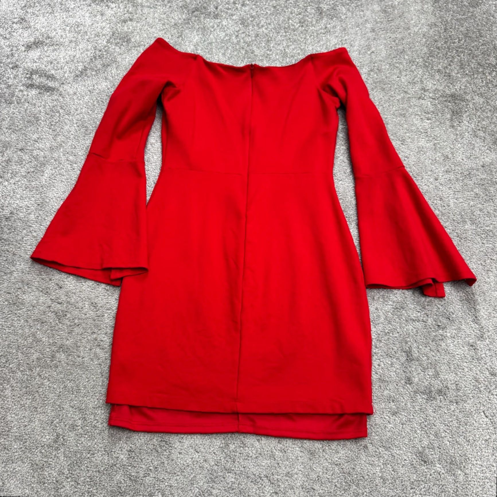 Lulus Lulus Off Shoulder Bell Long Sleeve Bodycon Mini Dress Womens Small Red Stretch Size S / US 4 / IT 40 - 2 Thumbnail