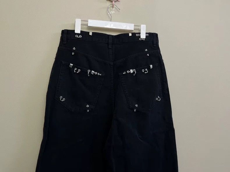 Balenciaga BALENCIAGA Black Metal Pierced Full Logo Jeans M Waist 4 Size US 31 - 6 Thumbnail