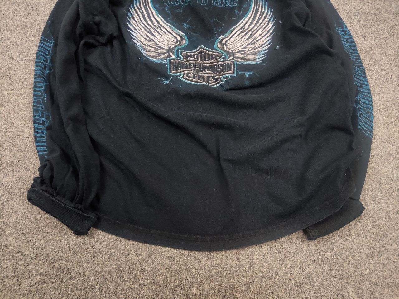 Harley Davidson Vintage Harley Davidson Fire Blue Logo Long sleeve Y2K Style Size US L / EU 52-54 / 3 - 5 Thumbnail
