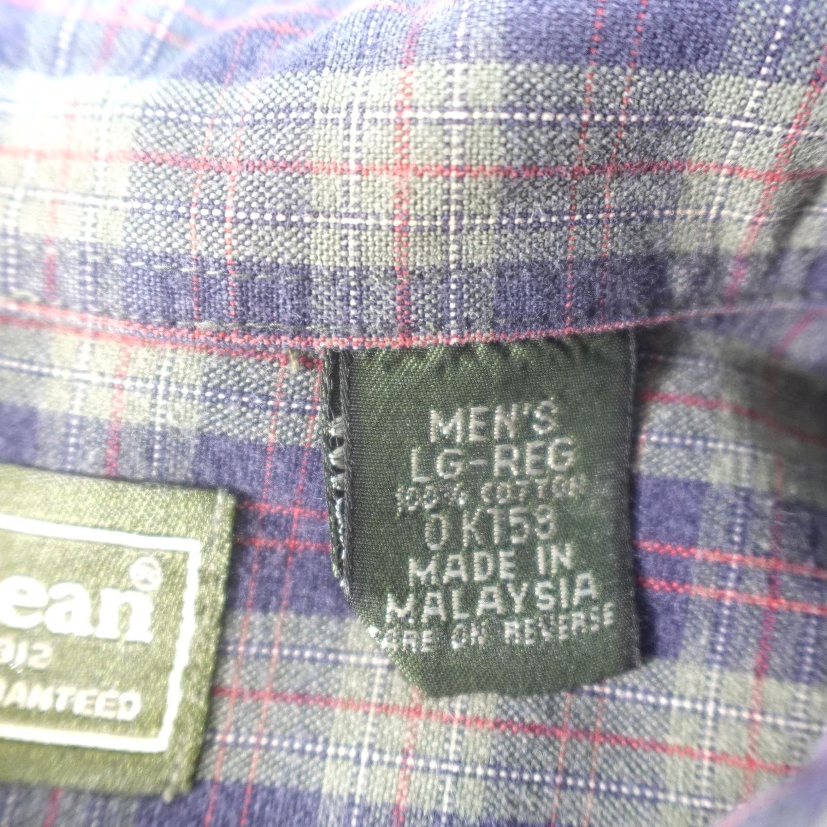 Vintage L.L. Bean Shirt Mens Large Purple Plaid Short Sleeve Button-Down Cotton Summer Regular Fit Casual Size US L / EU 52-54 / 3 - 4 Thumbnail