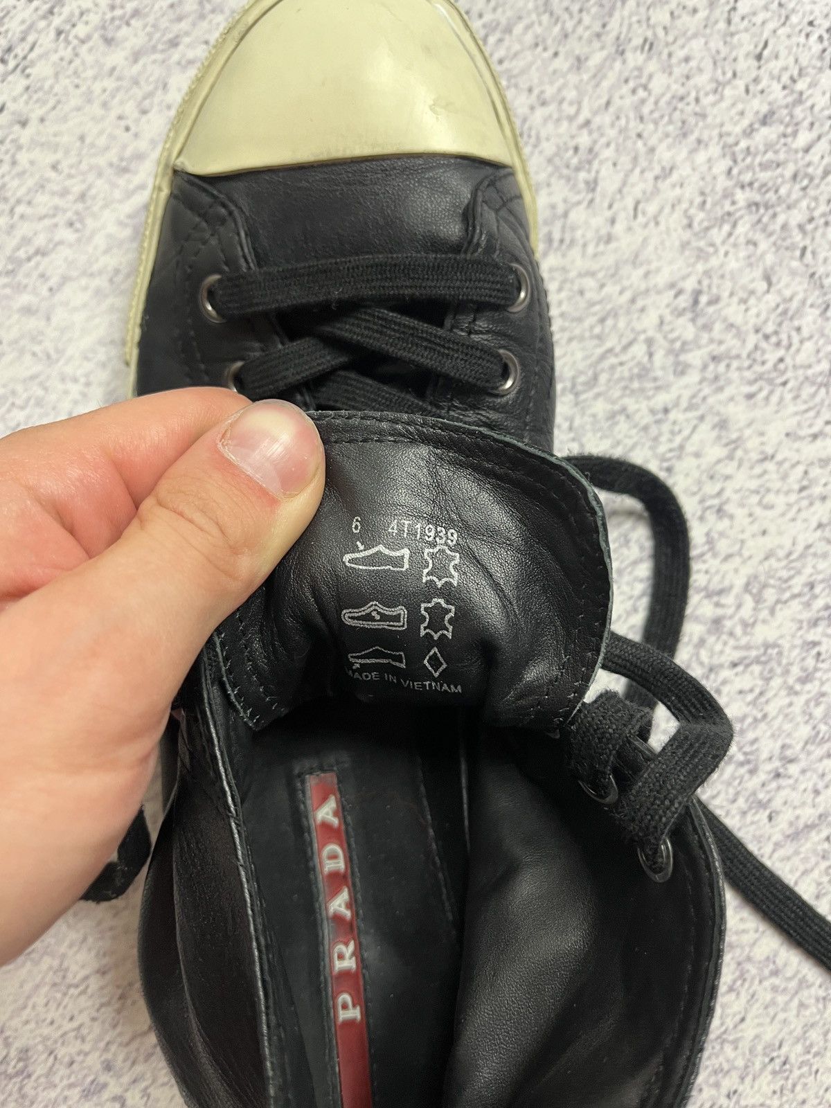 Prada Prada Red Tab Leather High Top Sneakers Shoes Size US 6 / IT 36 - 21 Thumbnail