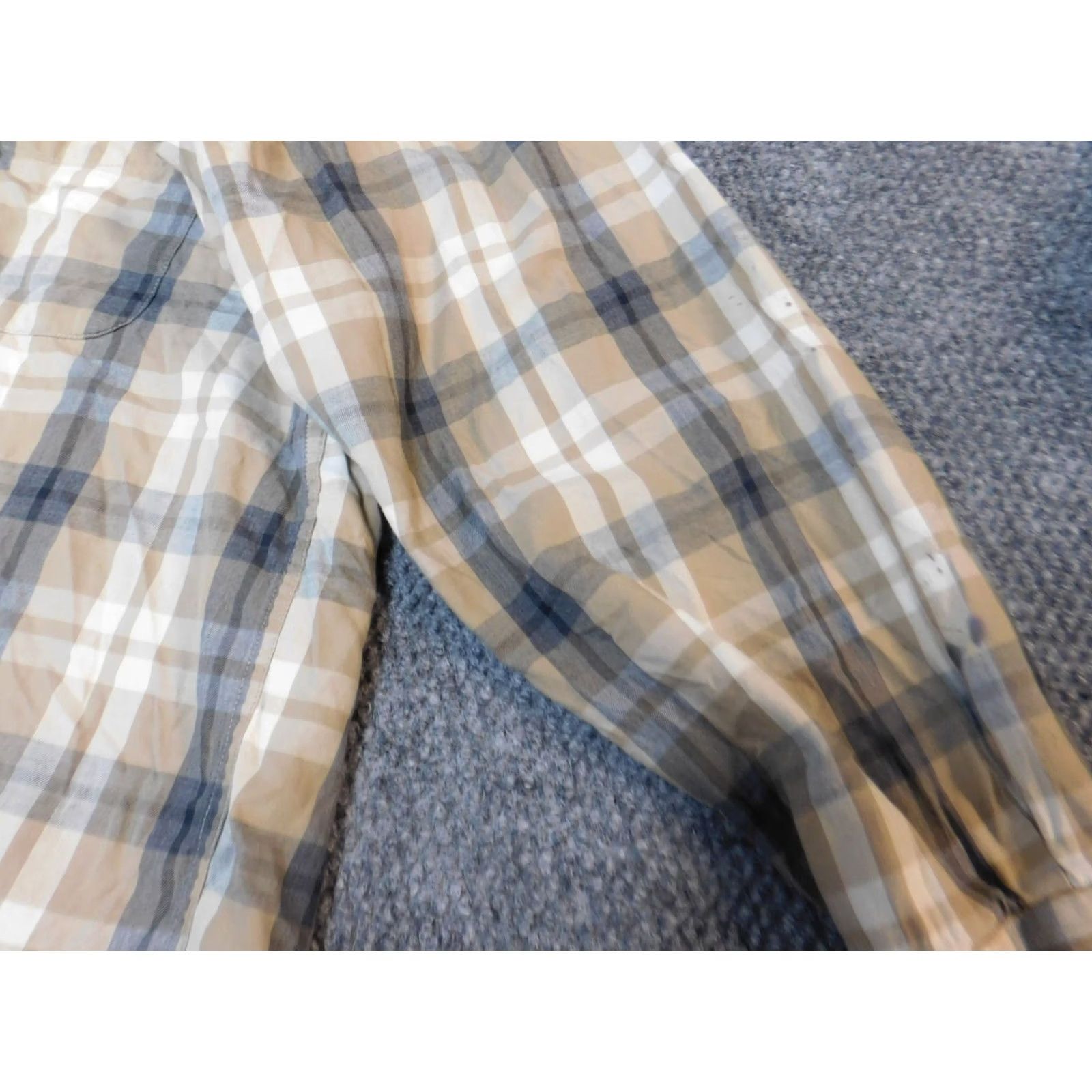 Vintage Turnbury Mens Shirt XL Beige Plaid Button-Down Collared Long Sleeve Knit Cotton Linen Button Up Easy Breathable Modern Size US XL / EU 56 / 4 - 3 Thumbnail