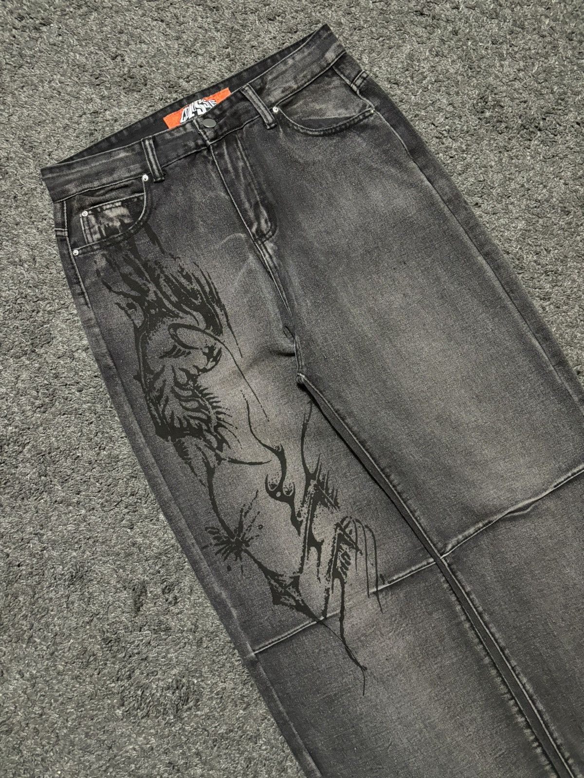 Vintage Vintage wide leg rare gray black fossile baggy jeans denim Size US 33 - 3 Thumbnail
