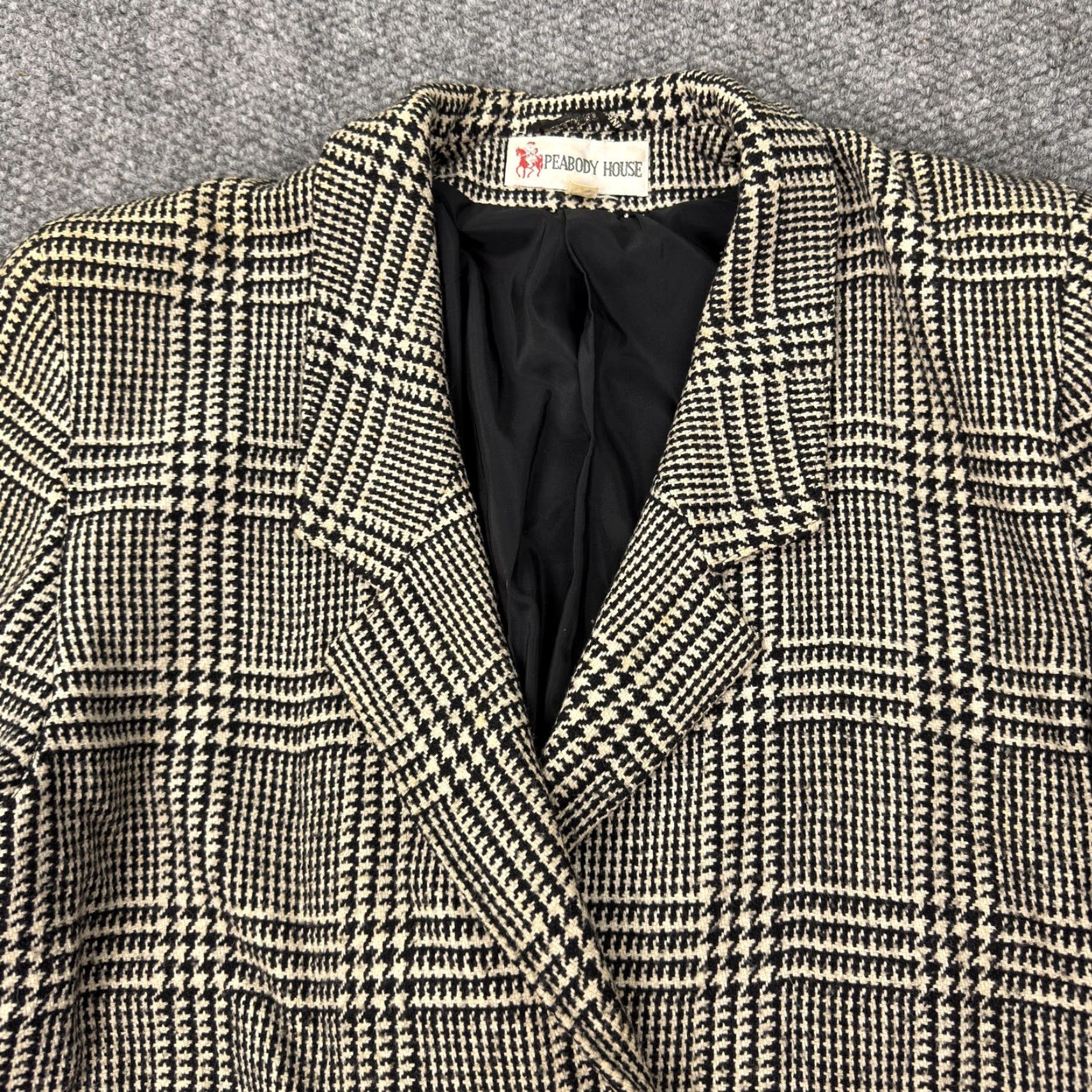 Vintage VINTAGE Peabody House Blazer Womens 9/10 Wool Houndstooth Black White Tweed Button Lined Pockets Shoulder Pads Chest Size M / US 6-8 / IT 42-44 - 3 Thumbnail