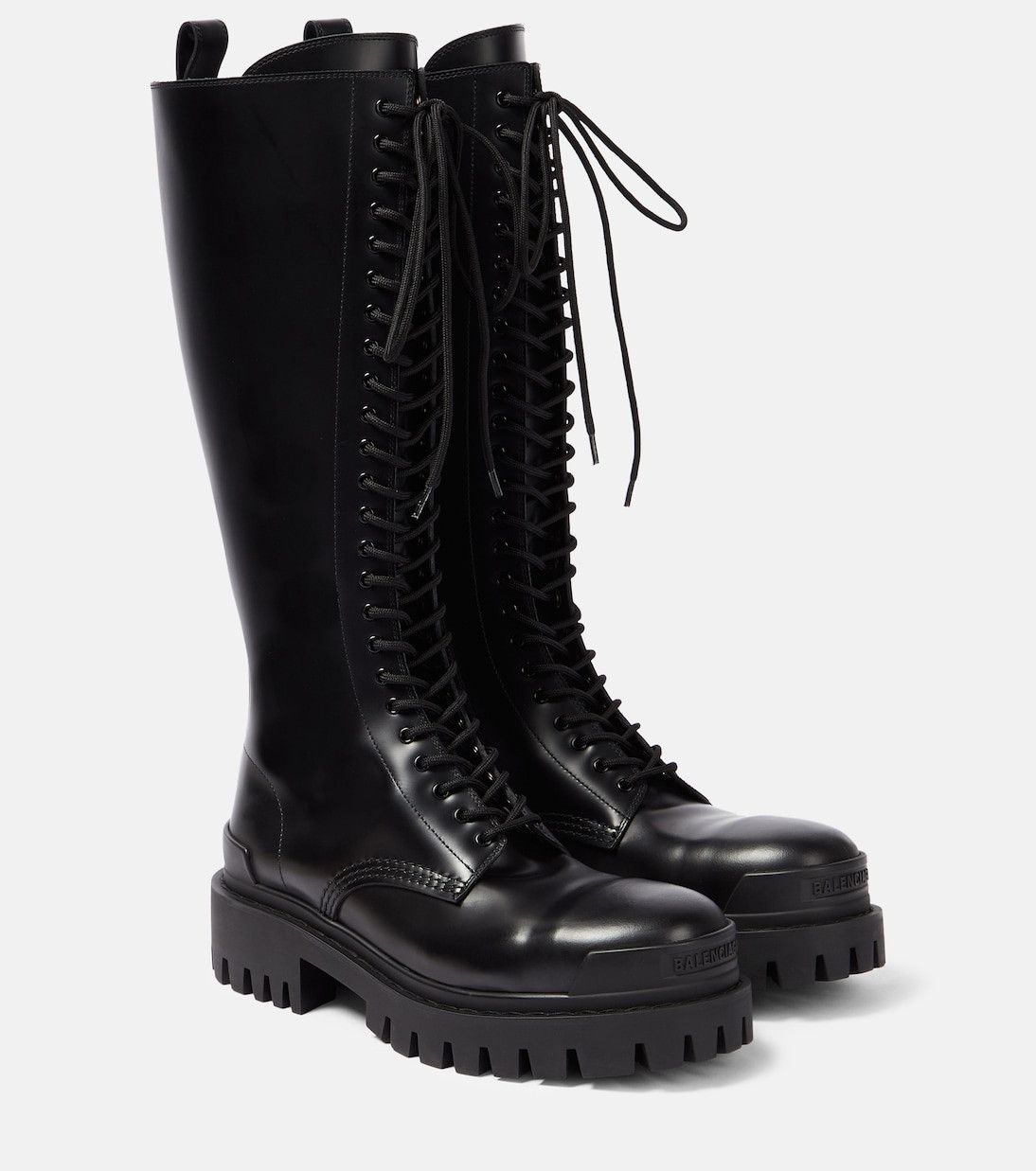 Strike tall leather lace-up boots