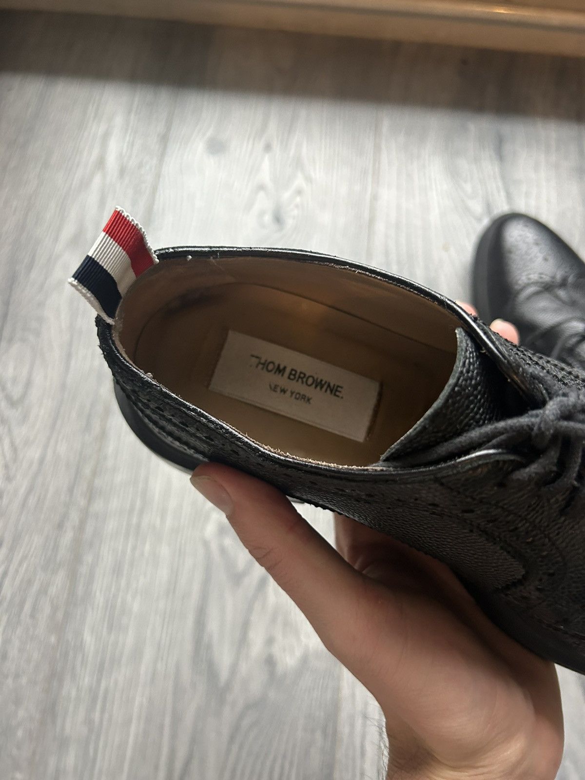 Thom Browne Black Wingtip Brogue Derby Shoes Size US 6.5 / EU 39-40 - 13 Thumbnail