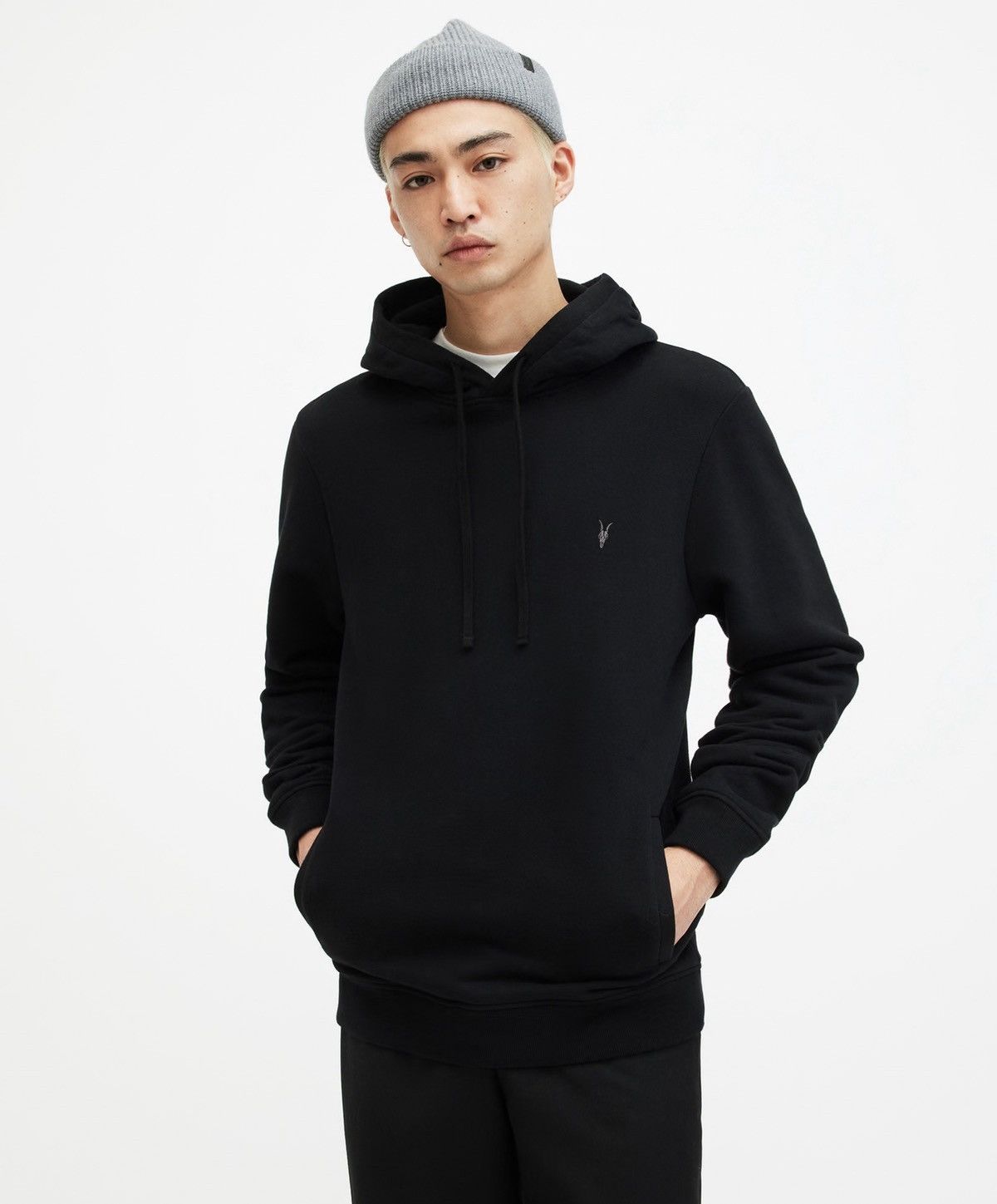 Allsaints Allsaints Raven Oth Hoodie Men’s Size XL Black Pullover Top Size US XL / EU 56 / 4 - 1 Thumbnail