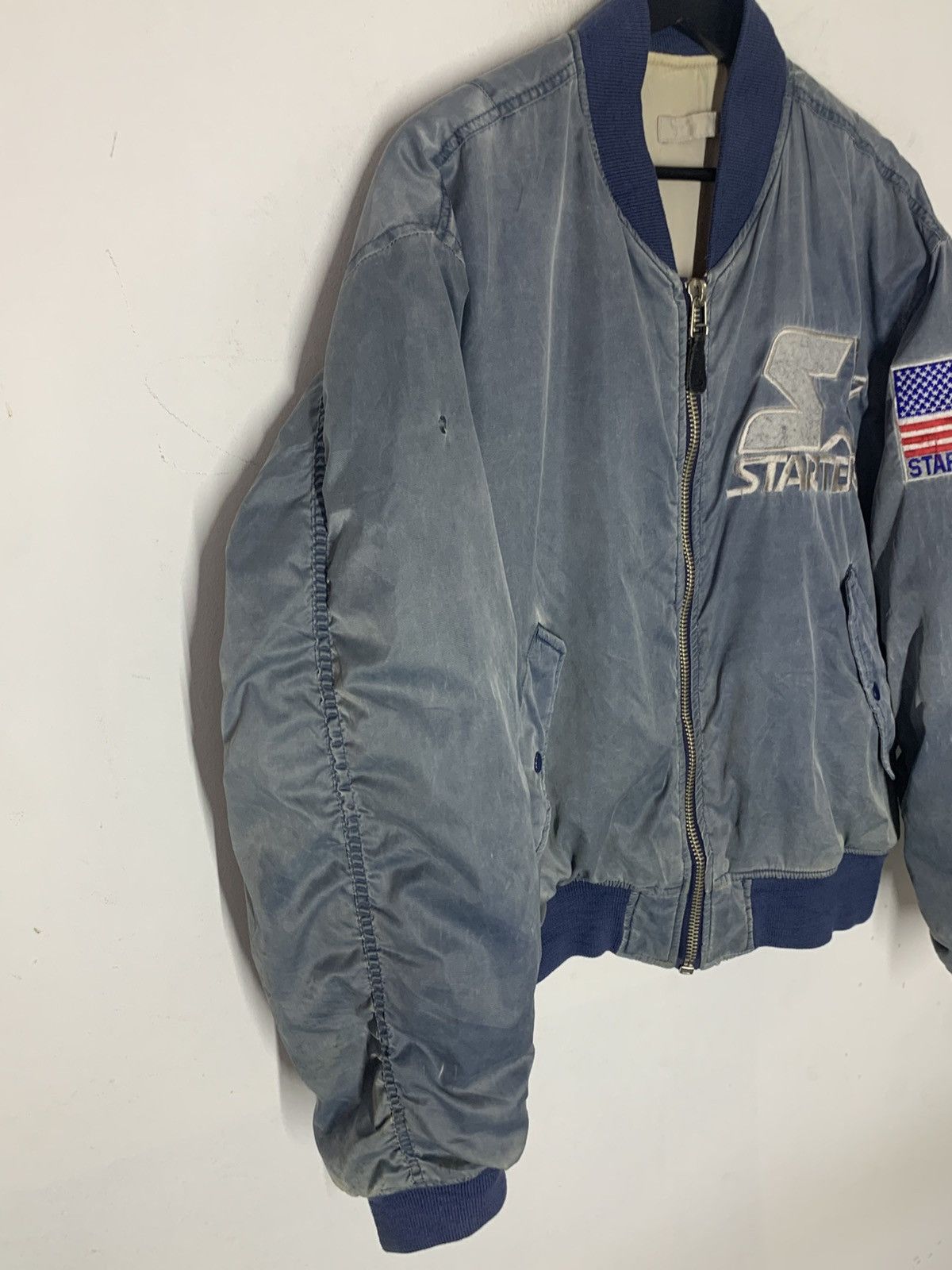 Starter Vintage STARTER Bomber Jacket Distressed Size US L / EU 52-54 / 3 - 3 Thumbnail
