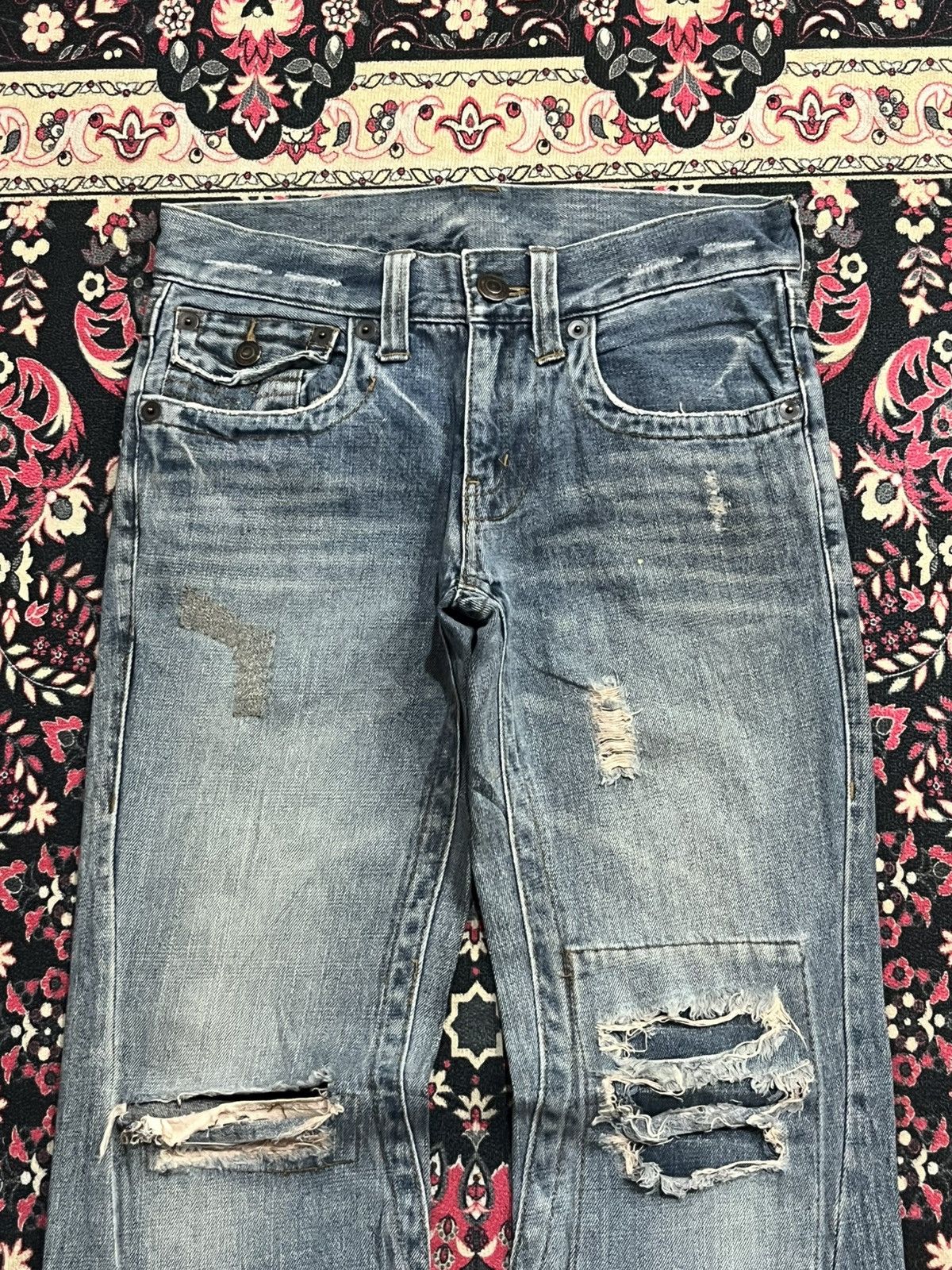 Tornado Mart Vintage Japanese Brand Blue Washed Distressed Flare Jeans Size US 28 / EU 44 - 4 Thumbnail