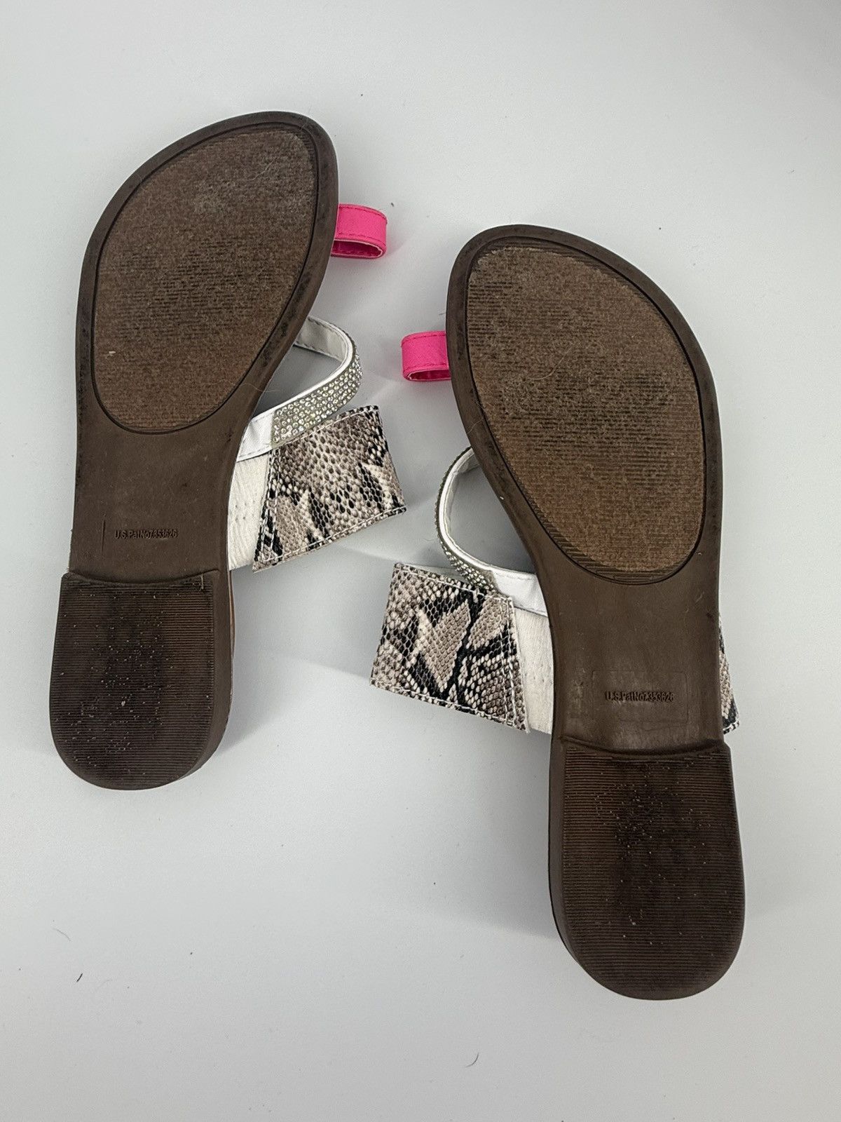 Sugar Sugar Dawson Slip On Sandals Faux Snakeskin Rhinestones Pink Size US 7 / IT 37 - 7 Thumbnail