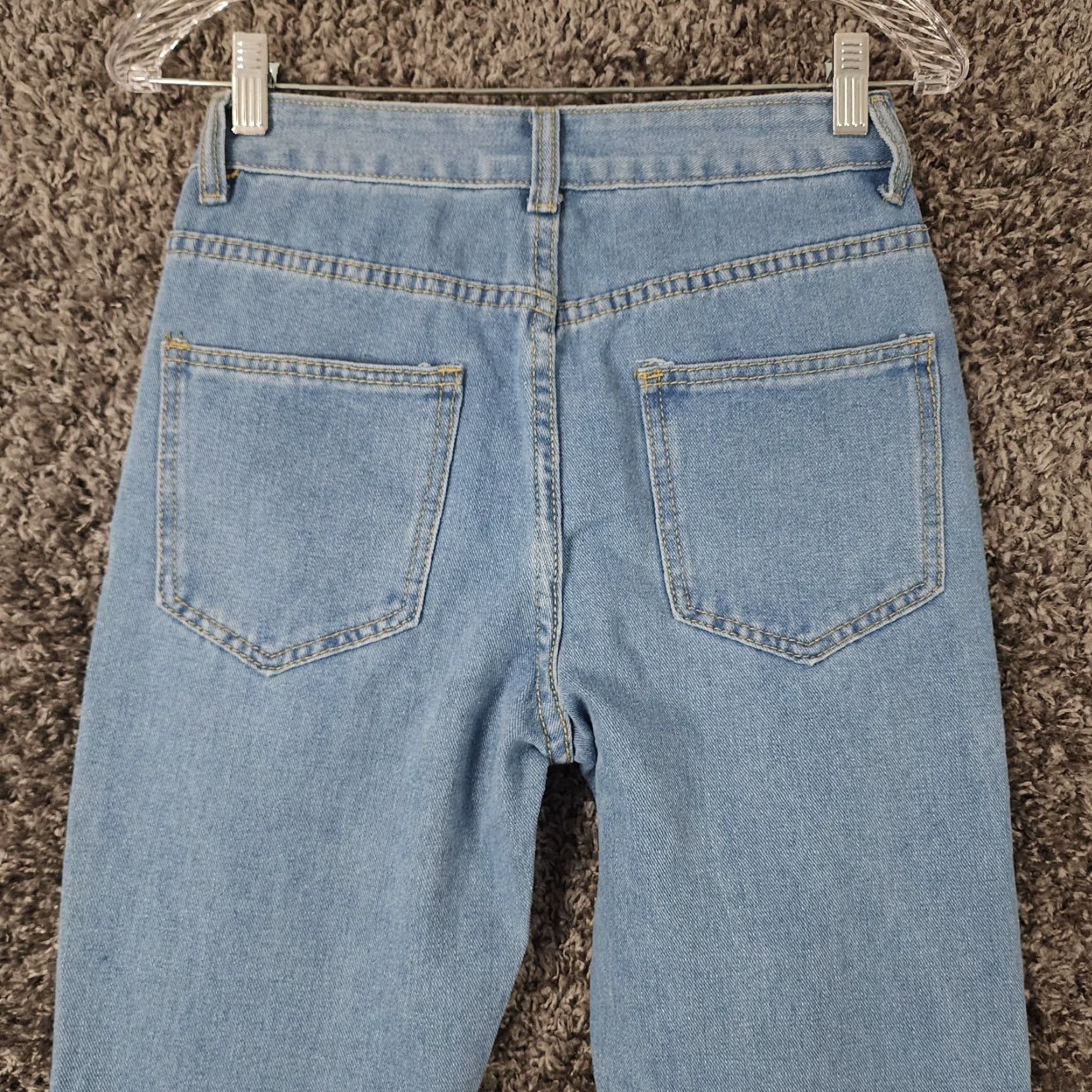 Boohoo Boohoo Petite Blue Distressed Boyfriend High Rise Jeans Size 6 Womens Size 28" / US 6 / IT 42 - 8 Thumbnail