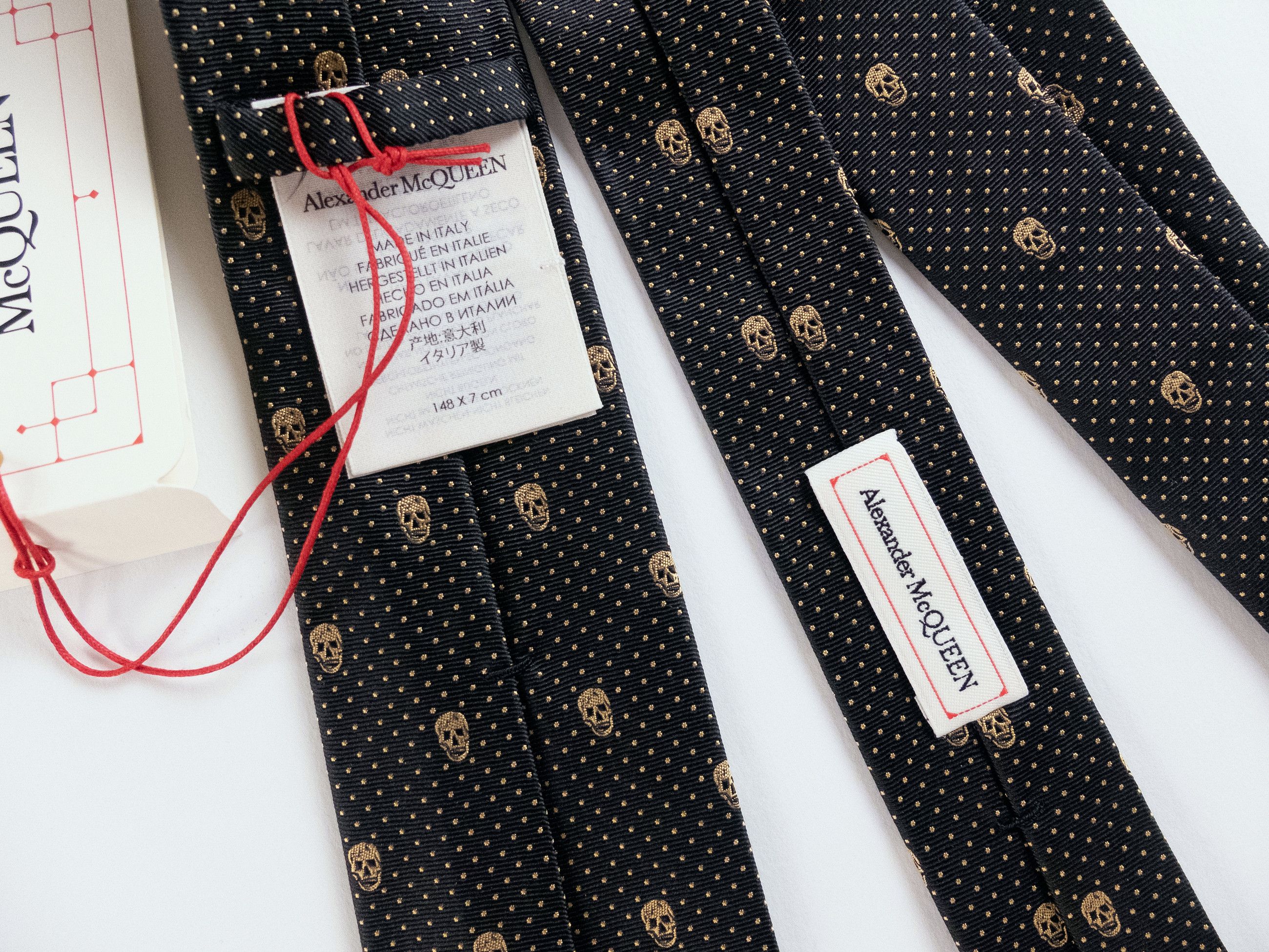 Alexander McQueen ALEXANDER MCQUEEN black skulls & polka dots motif silk tie Size ONE SIZE - 5 Thumbnail