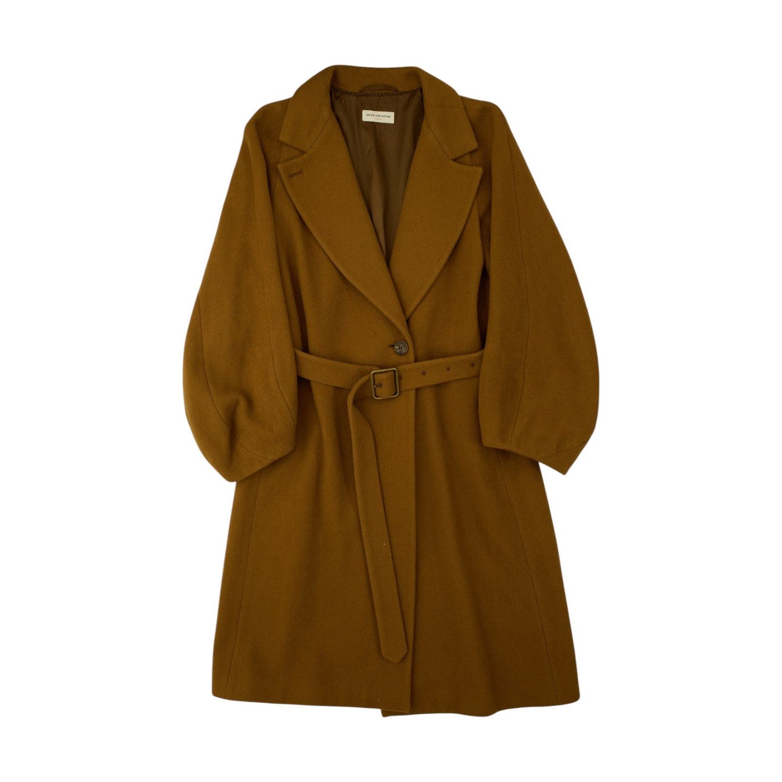Dries Van Noten Brown Wool Belted Coat Size XS / US 0-2 / IT 36-38 - 1 Thumbnail