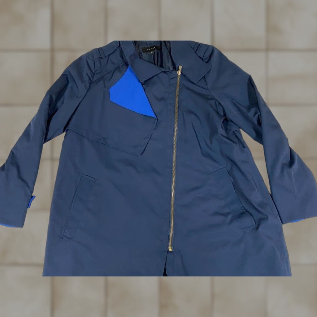 Vintage Muzak Womens Jacket XL Blue Full Zip Coat Style Trench Fur Trim Retro Winter Travel Dress? Size XL / US 12-14 / IT 48-50 - 1 Thumbnail