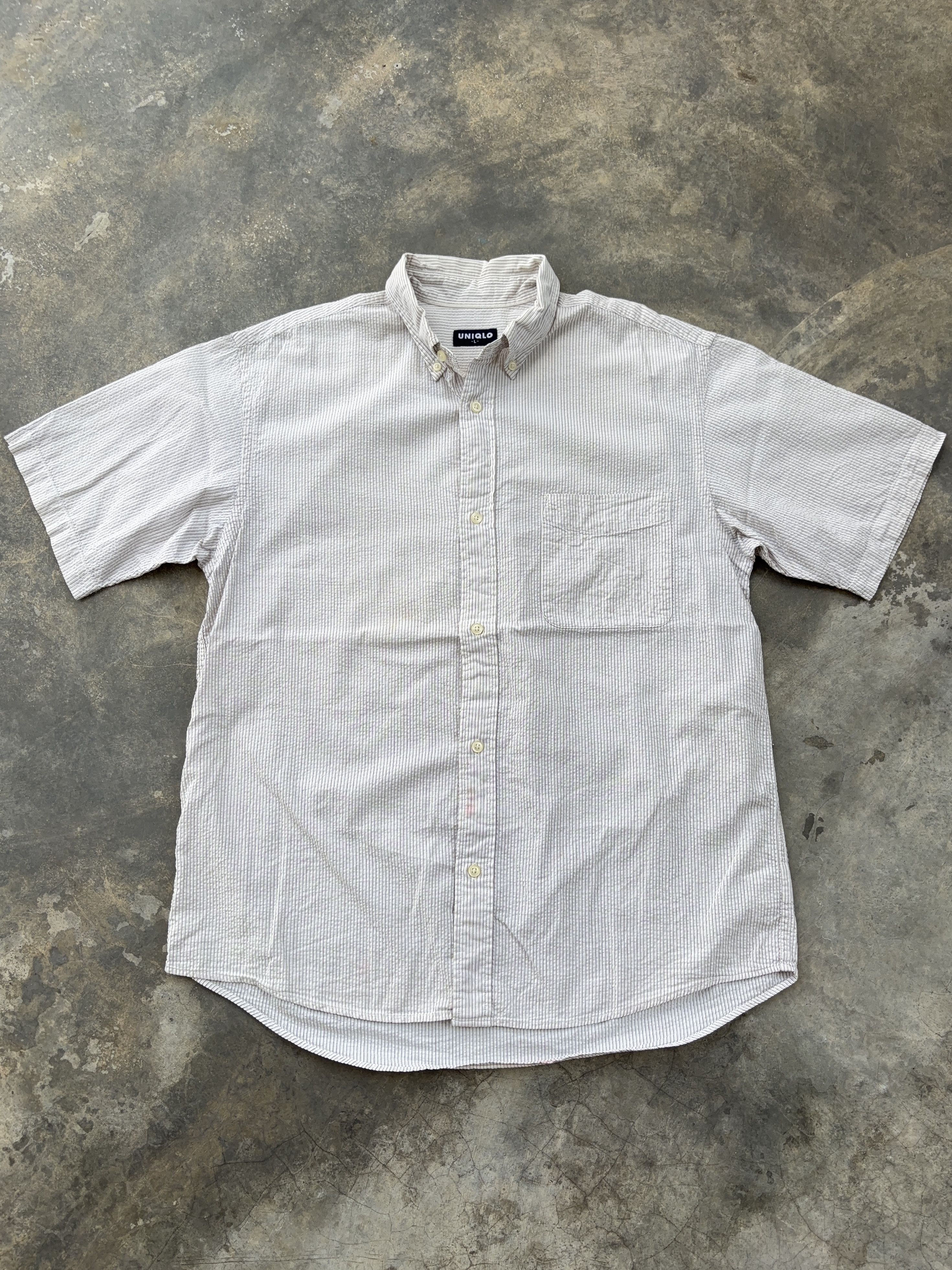 Uniqlo Uniqlo White Stripe Button Up Shirt Size US L / EU 52-54 / 3 - 1 Thumbnail