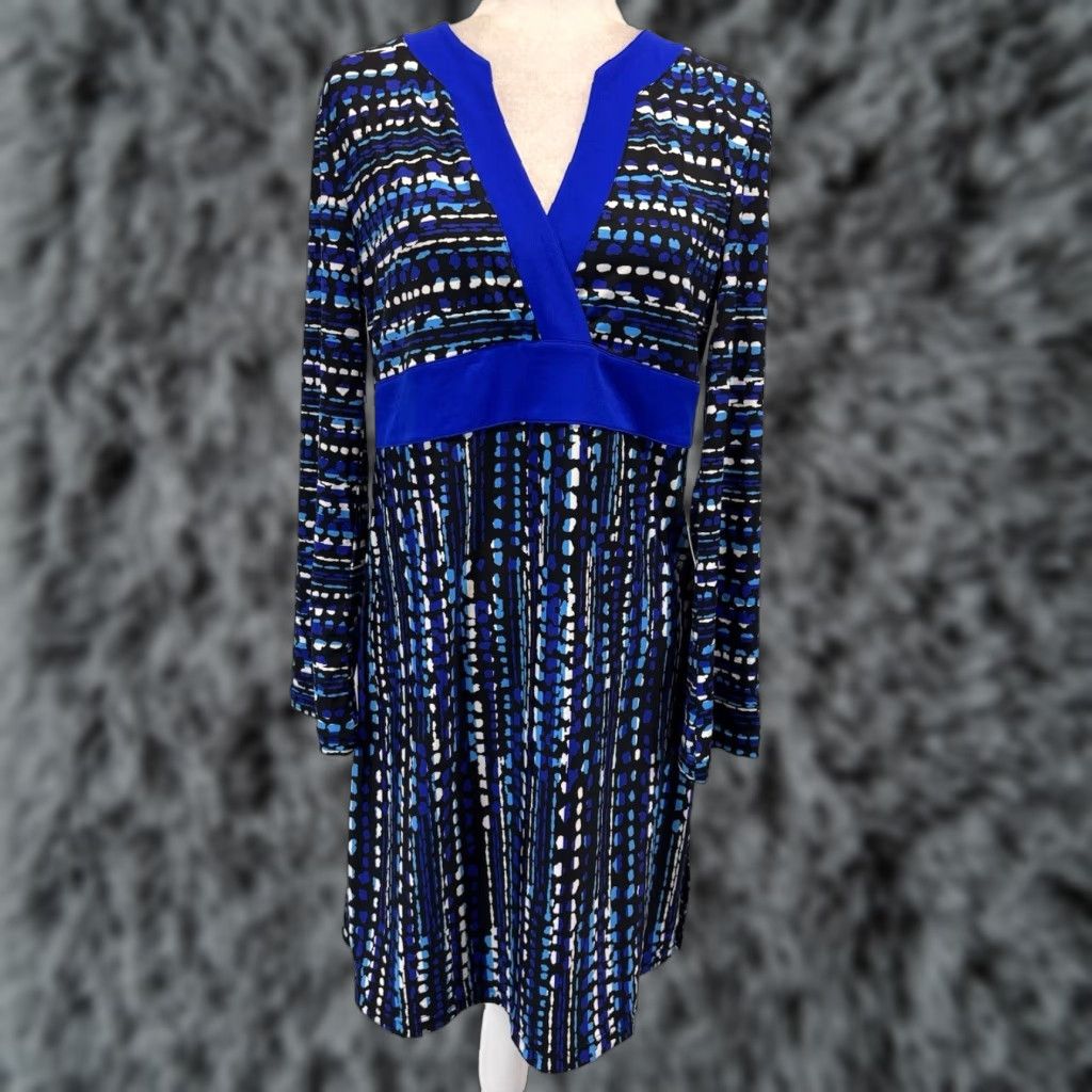 Vintage Coolibar Long Sleeve Dress Sz Medium Blue Black UPF 50+ Sun Protection Size M / US 6-8 / IT 42-44 - 1 Thumbnail