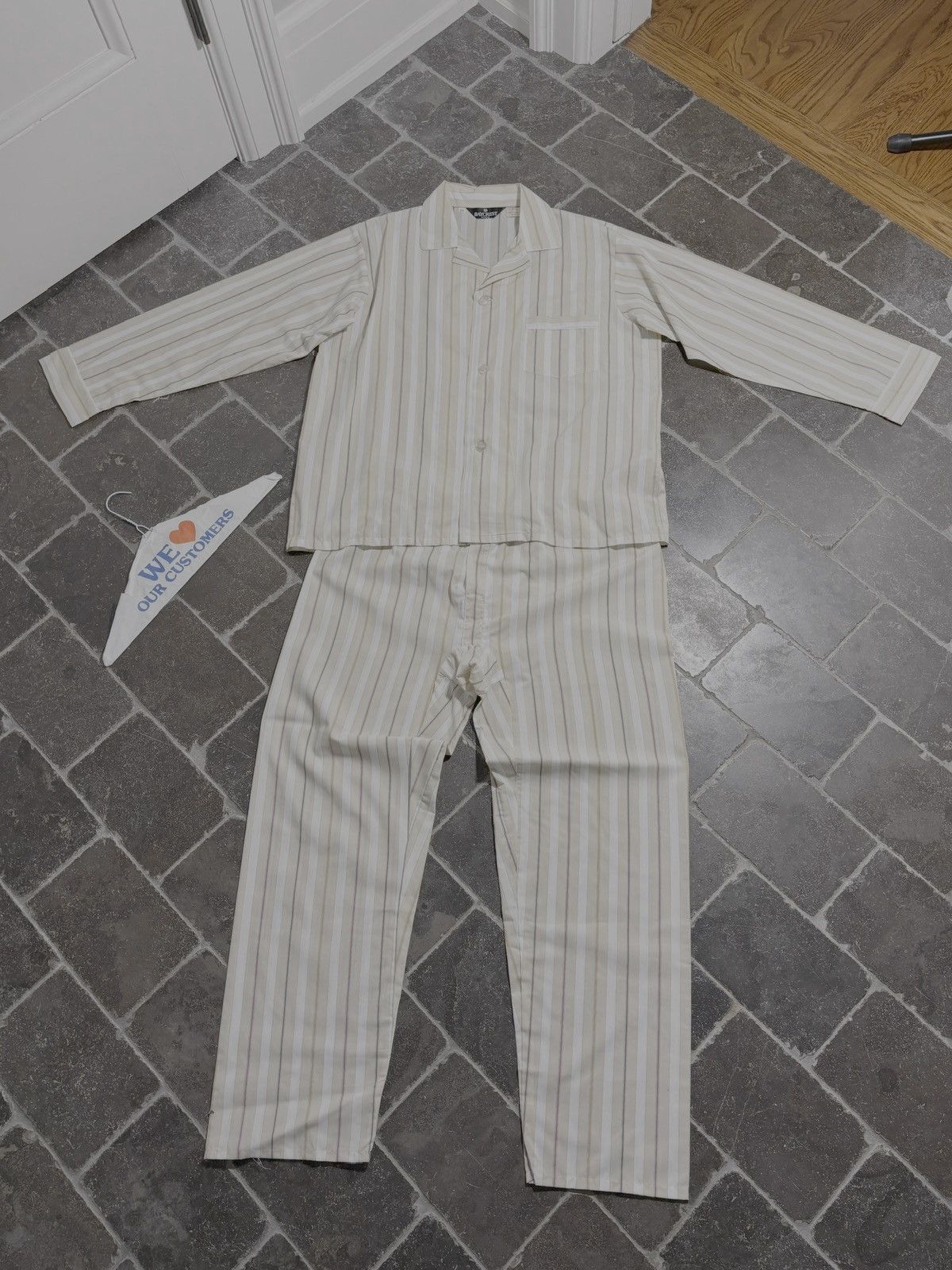 Vintage Striped Pajama Set 90s Vintage Two Piece Suit Sleep Perma Size US 38 / EU 54 - 2 Thumbnail