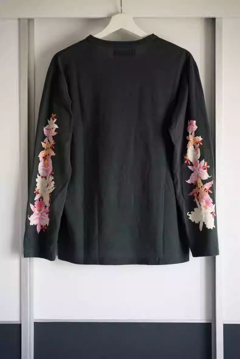 image of Yohji Yamamoto Y's For Men Geranium Floral Long Sleeve T-Shirt in Black (Size Large)