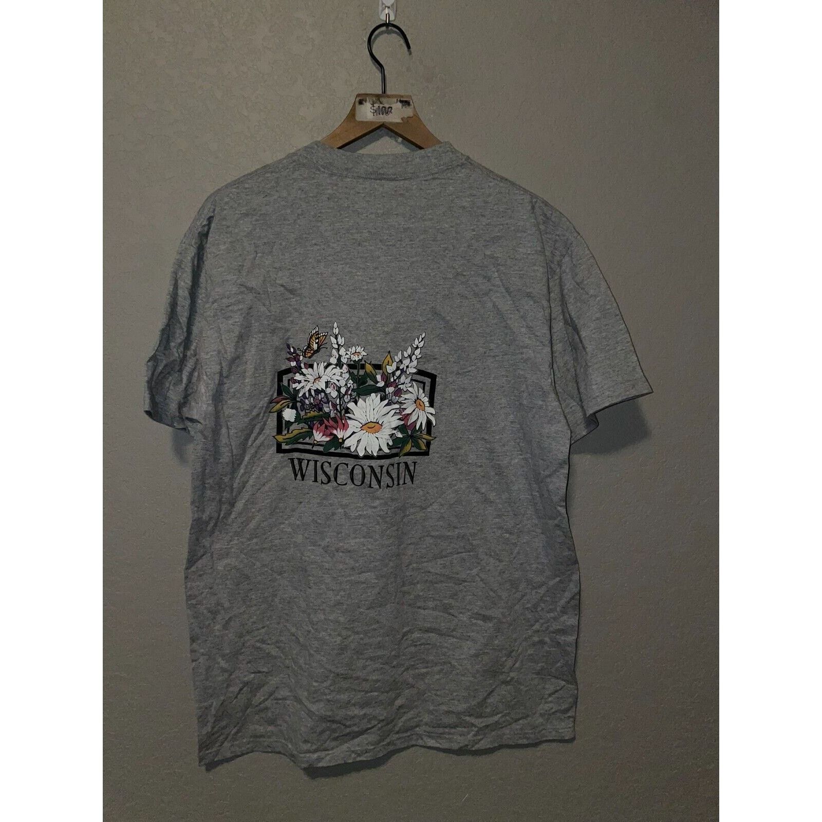 Jerzees Vintage Wisconsin Shirt Wildflowers Flower Test Print VTG L Size US L / EU 52-54 / 3 - 7 Thumbnail