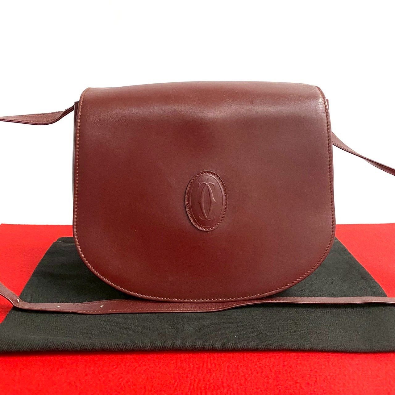 Cartier Cartier Must Line Leather Shoulder Bag Leather Shoulder Bag in Red, Women's