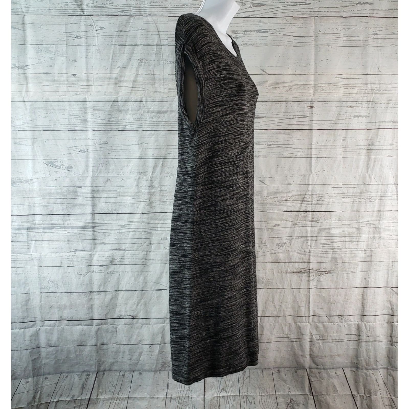 Vintage Cloth & Stone Womens Melange Jersey Dress Size S Black Gray Short Sleeve Pullover Casual Knee Length T-Shirt Dress Women Size S / US 4 / IT 40 - 3 Thumbnail