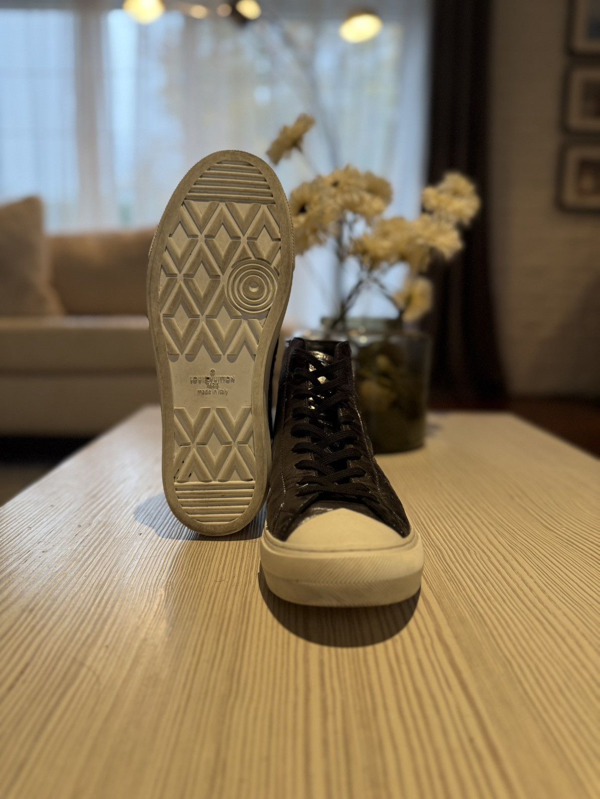 Louis Vuitton Louis Vuitton Damier Metallic Leather High-Top Snealkers Size US 8 / EU 41 - 5 Thumbnail