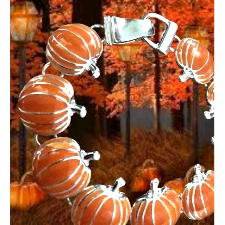 Handmade Pumpkin Bracelet Magnetic Closure New Thanksgiving Fall Jewe Size ONE SIZE - 1 Thumbnail
