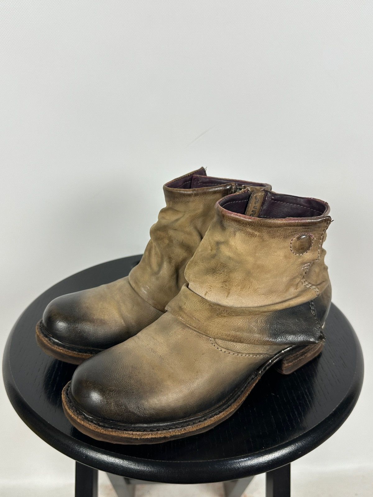 A.S.98 A.S.98. Airstep Distressed Leather Biker Ankle Boots Size US 6 / IT 36 - 8 Thumbnail