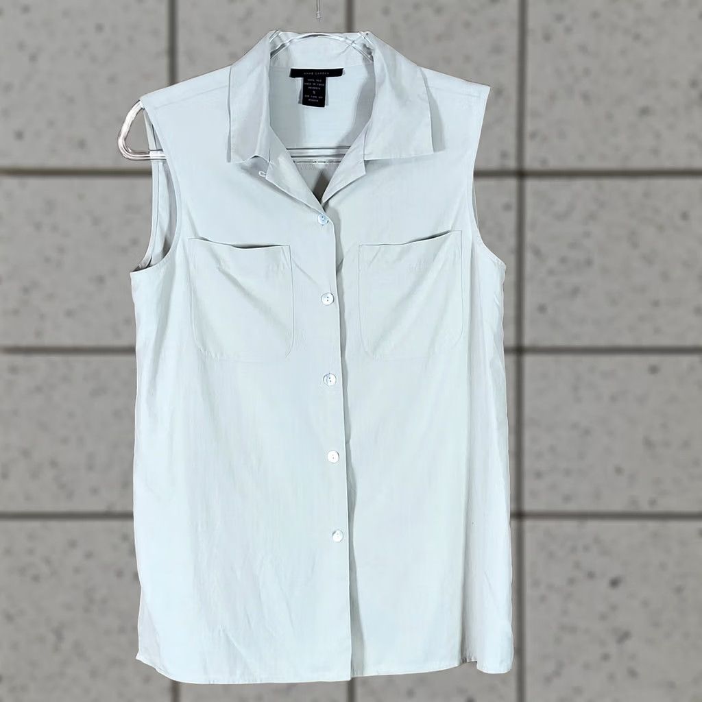 Annex Anne Carson Silk Blouse Womens Small Sleeveless Button Down Pocket Beige Size S / US 4 / IT 40 - 1 Thumbnail