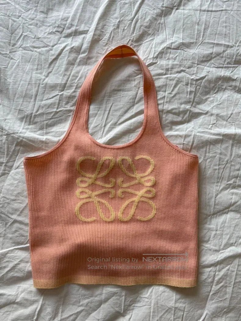 Loewe Logo Halter Knit Sleeveless Top.