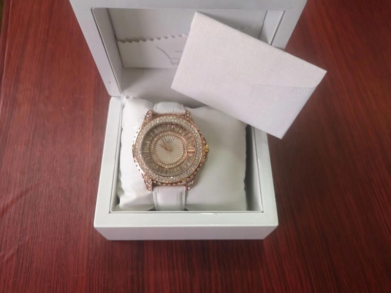 Designer Ltd rose gold dial white leather strap watch Size ONE SIZE - 5 Thumbnail