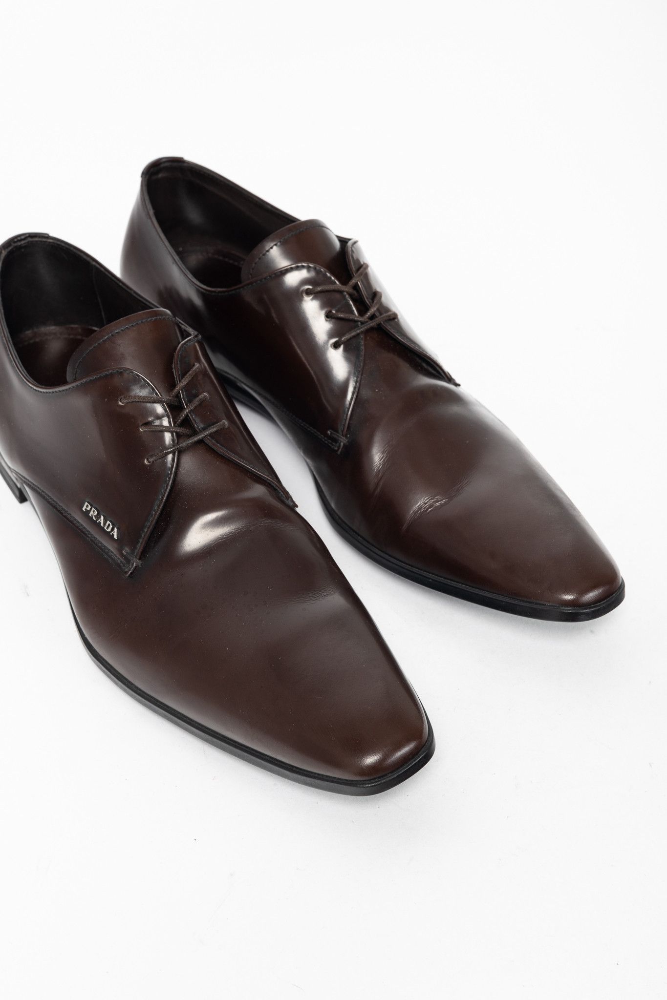 Prada Prada Brown Spazzolato Leather Lace-Up Derbies Size US 9 / EU 42 - 6 Thumbnail