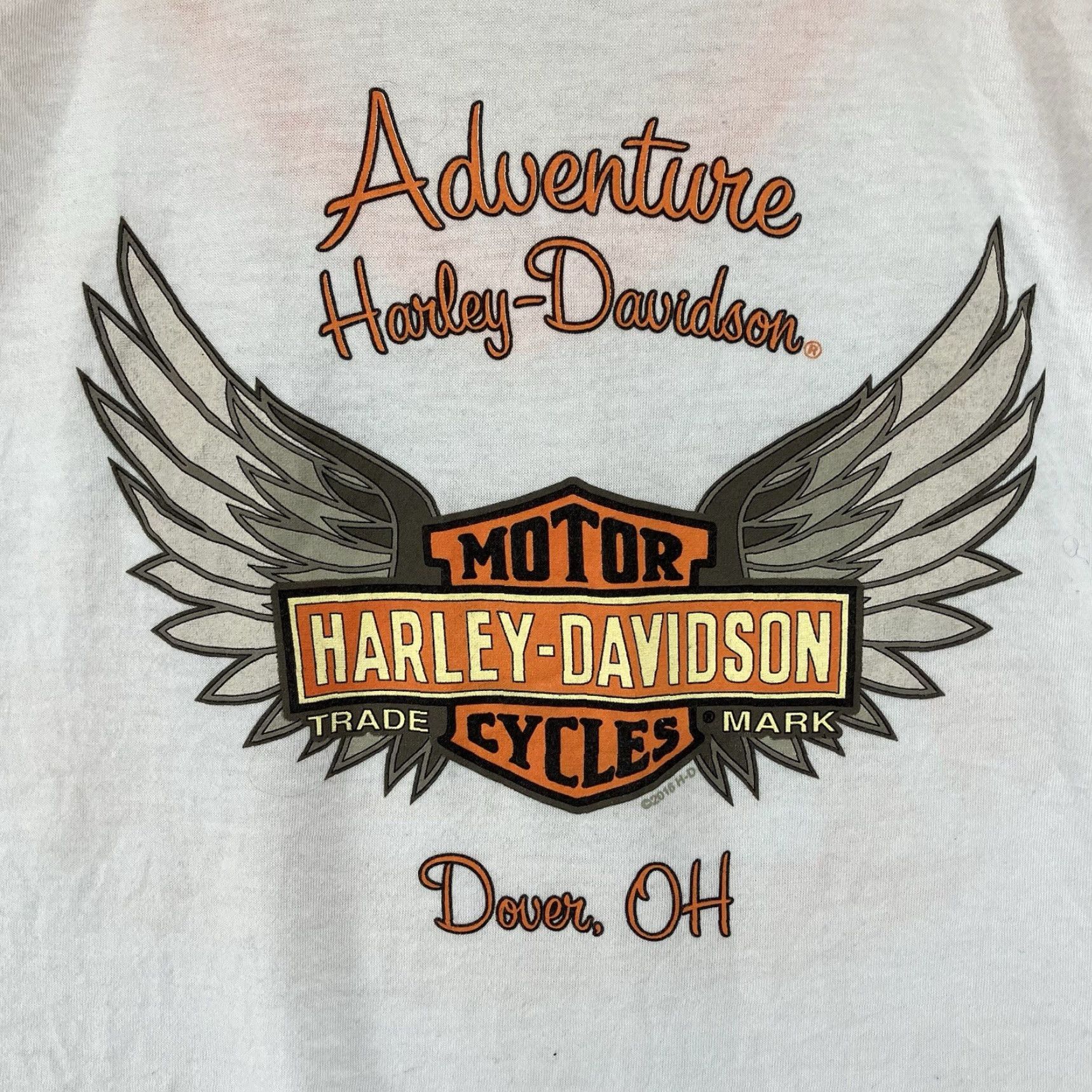 Harley Davidson Harley-Davidson Women's 1X Colorblock T-Shirt Creamsicle Retro Raglan Sleeve V-Neck Biker Motorcycle Size XL / US 12-14 / IT 48-50 - 4 Thumbnail