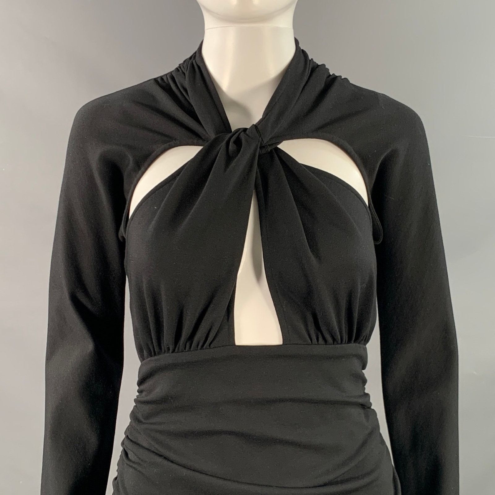 Dolce & Gabbana Black Viscose Blend Ruched Bodycon Cutout Cocktail Dress Size M / US 6-8 / IT 42-44 - 2 Thumbnail