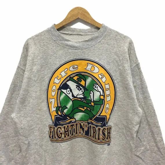 NFL × Vintage Vtg NFL Notre Dame Fighting Irish Football Sweatshirt Size L / US 10 / IT 46 - 2 Thumbnail