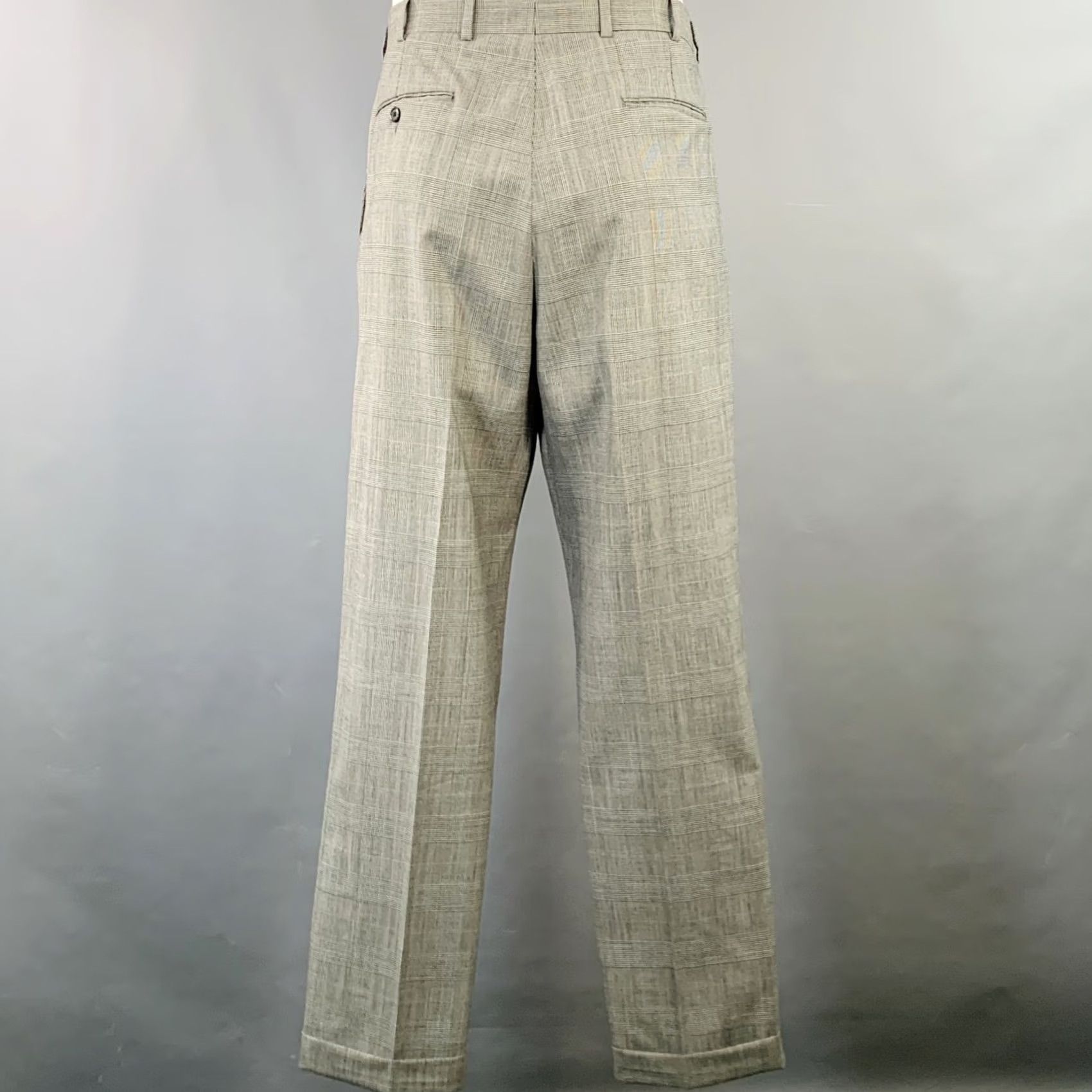Vintage O'CONNELL'S Size 42 Long Black White Plaid Wool Notch Lapel Suit Mens Jacket Pants Black White Houndstooth Wool Notch Lapel 42L 36 Waist Inseam 31 Size 42R - 6 Thumbnail