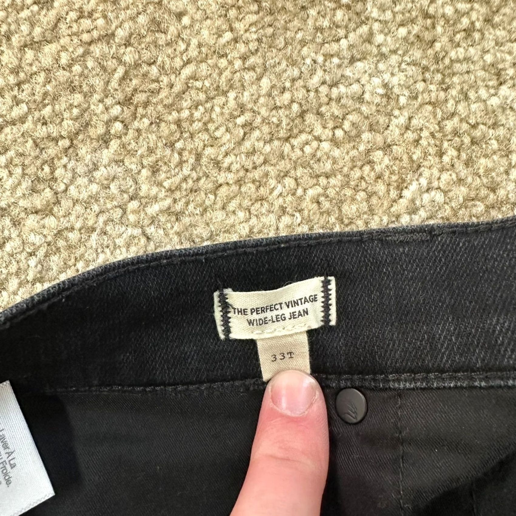 Madewell Madewell Jeans Black 33T Wide-Leg Womens Cotton Elastane Denim 5-Pocket High Rise Inseam 29 Vintage N/A Size 24" / US 00 / IT 34 - 3 Thumbnail