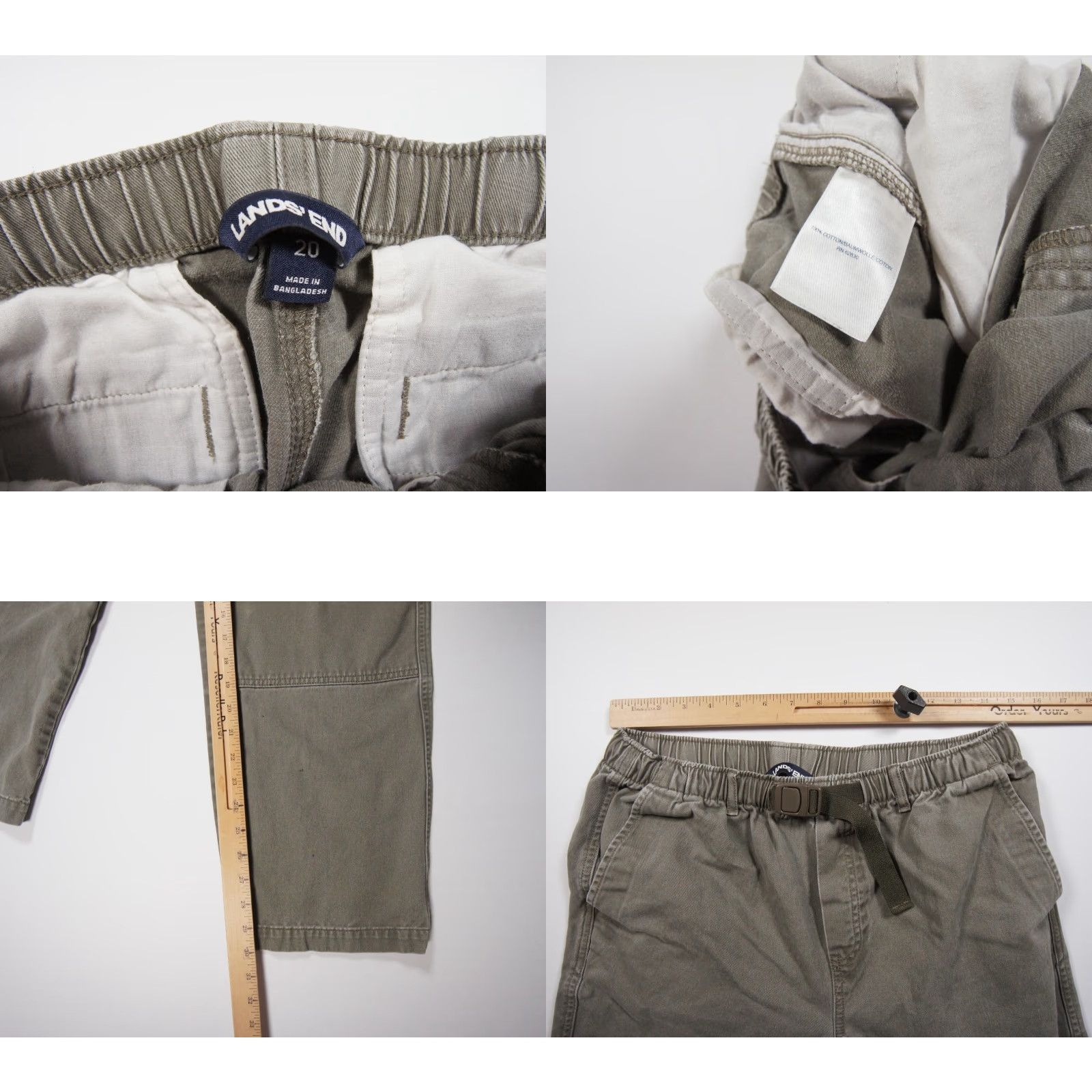 Lands' End VINTAGE Lands' End Pants Women 20 Green Belted Outdoor 32x30 Khakis Casual Travel Women Size 42" / US 20 - 8 Thumbnail