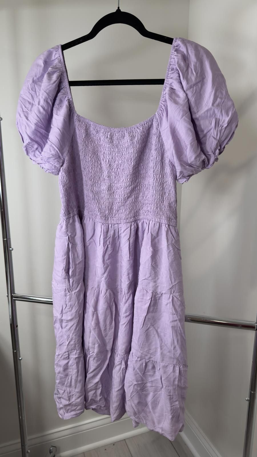 Designer Zesica Women's Lilac Puff Sleeve Dress size L Size L / US 10 / IT 46 - 2 Thumbnail