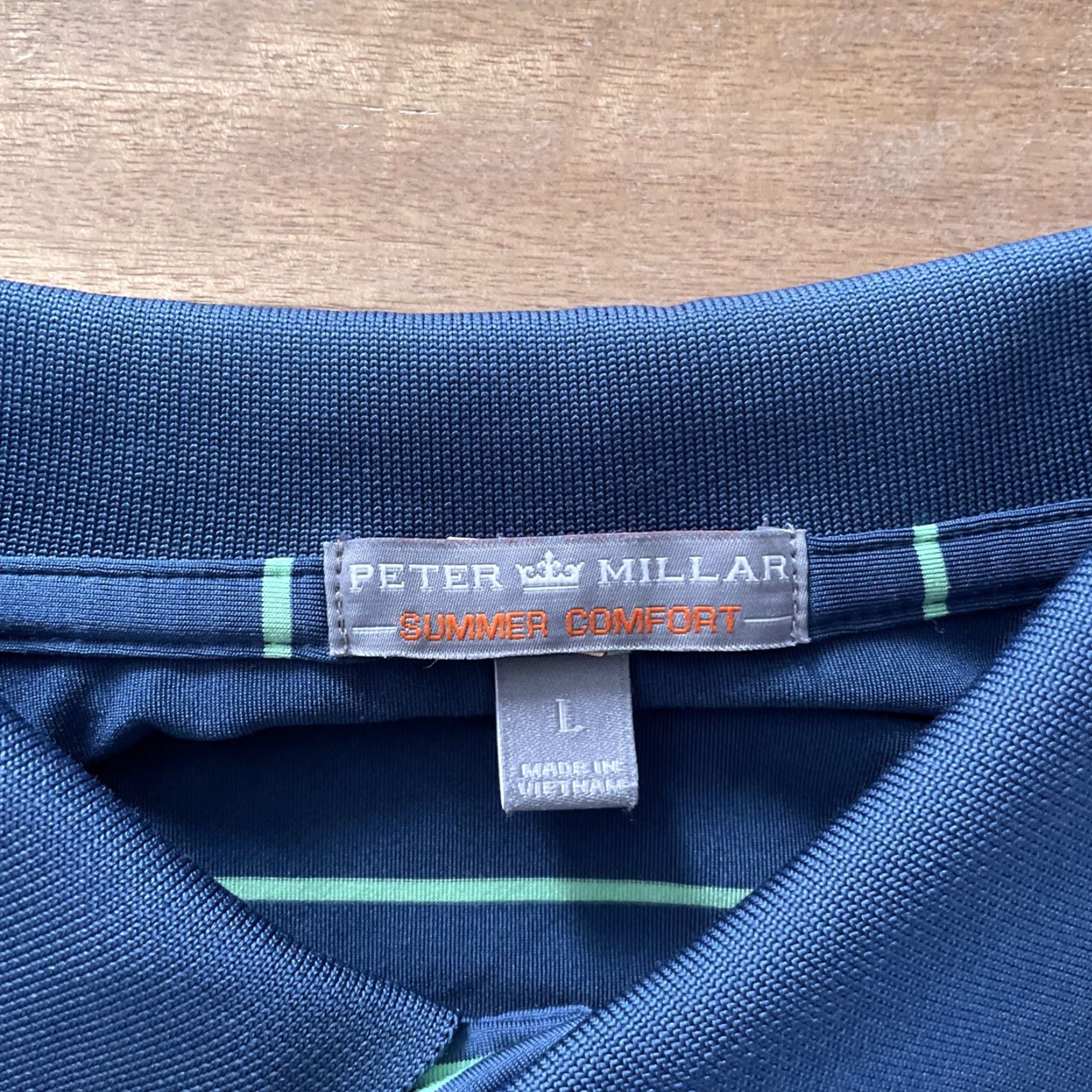 Peter Millar Peter Millar Summer Comfort Blue Striped Performance Golf Polo Men L Relaxed Shirt Size US L / EU 52-54 / 3 - 3 Thumbnail