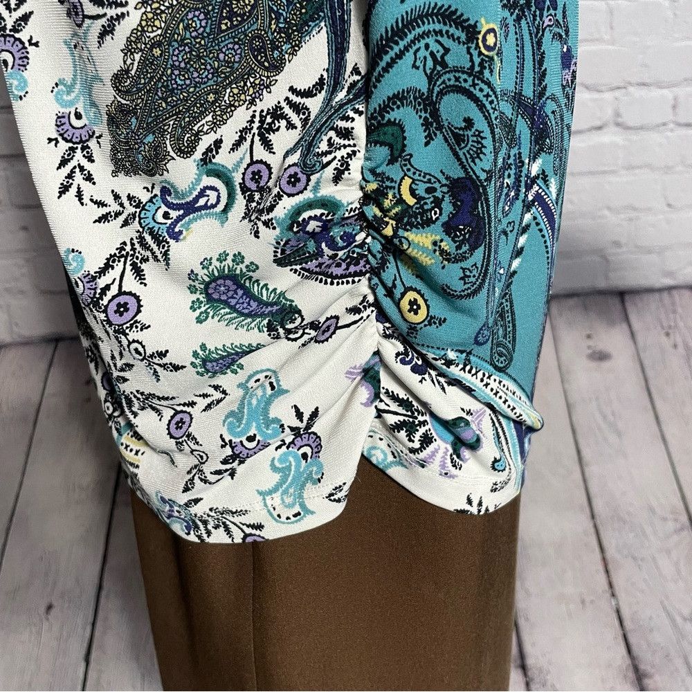 Chicos Chico's Cowl Neck 3/4 Sleeve Paisley Top Size 2 US L Size L / US 10 / IT 46 - 3 Thumbnail