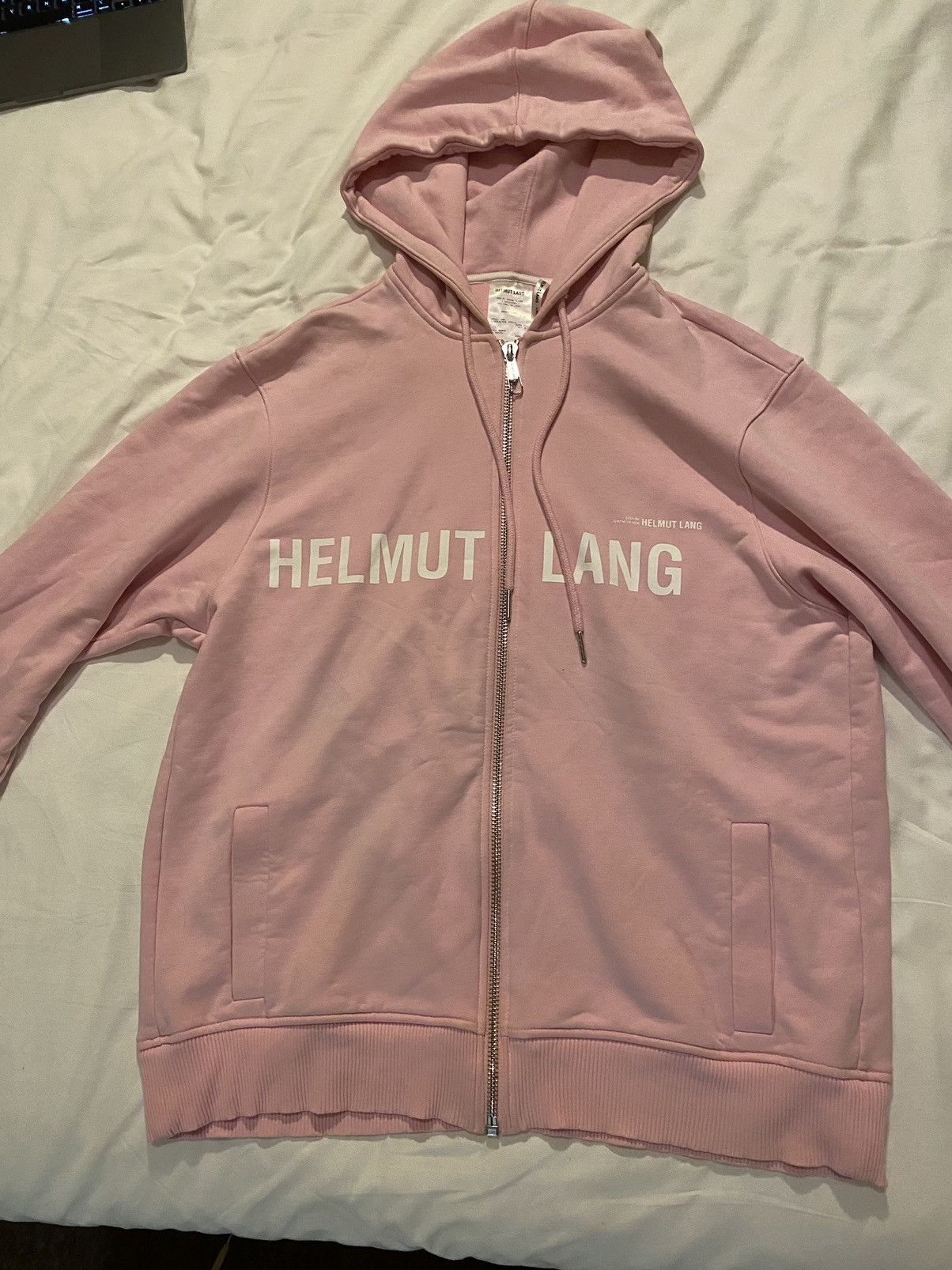 Helmut Lang HELMUT LANG Pink Shayne Oliver Campaign Print Zip Hoodie |  Grailed