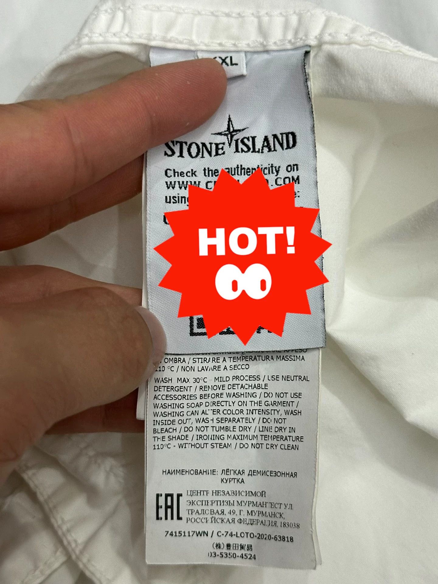 Stone Island Stone Island 21ss 1-Pocket Washed Zip Jacket White XXL Size US XXL / EU 58 / 5 - 6 Thumbnail