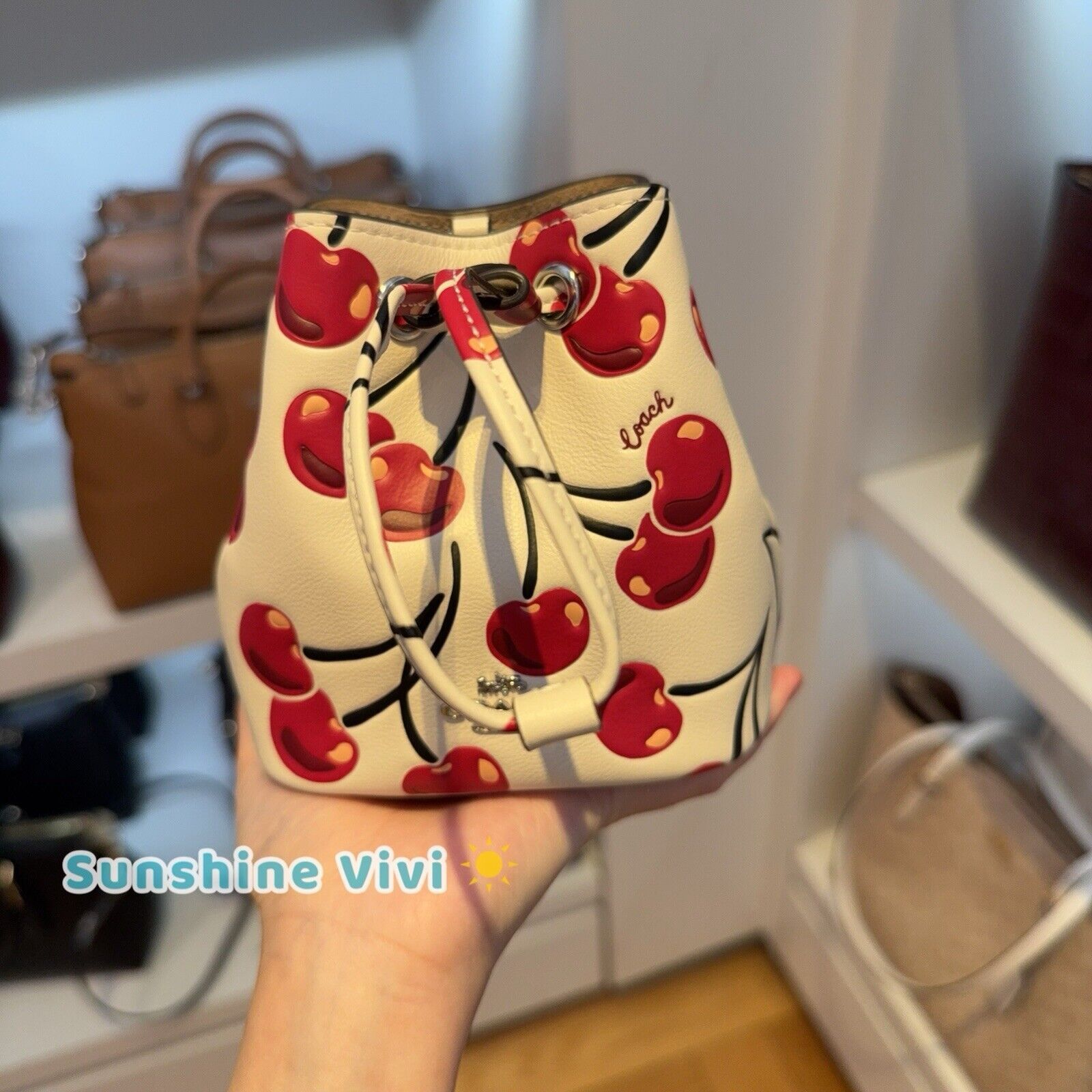 Coach NWT Limited Coach Drawstring Wristlet Cherry Print CZ030 Size ONE SIZE - 1 Thumbnail