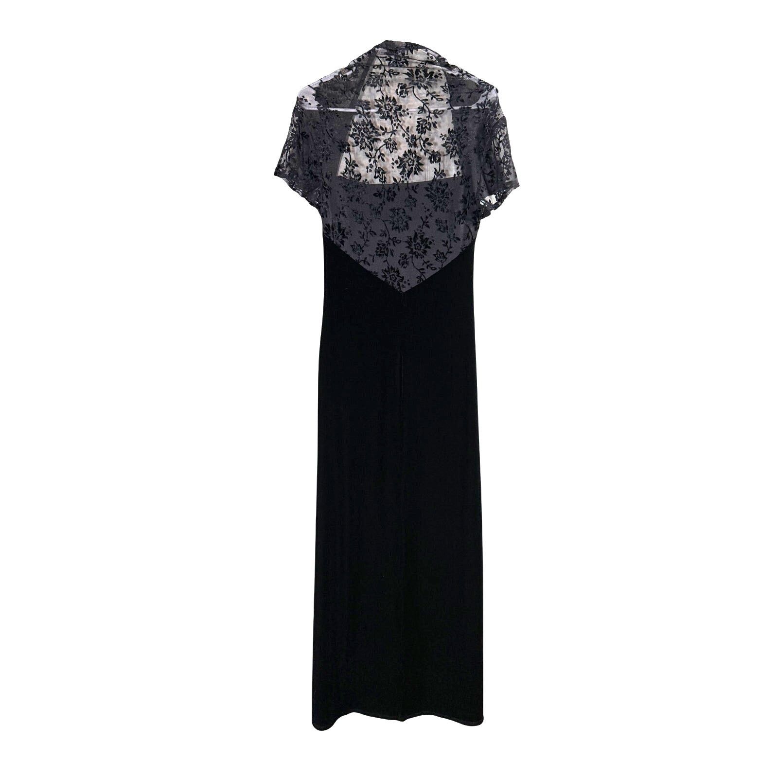 Vintage Vtg Y2K 90s My Michelle Black Burnout Velvet Maxi Dress Size L / US 10 / IT 46 - 2 Thumbnail